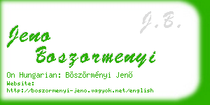 jeno boszormenyi business card